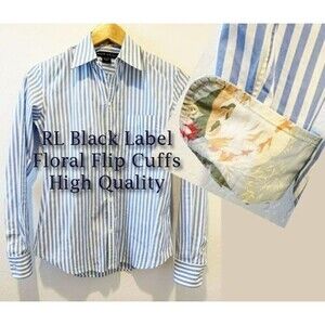 Ralph Lauren Black Label Women’s Long Sleeve Cotton Blouse Top Striped Floral 2